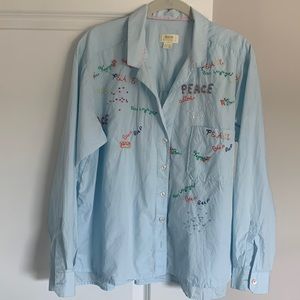 Maeve Embroidered Cropped Button Up-Size 12